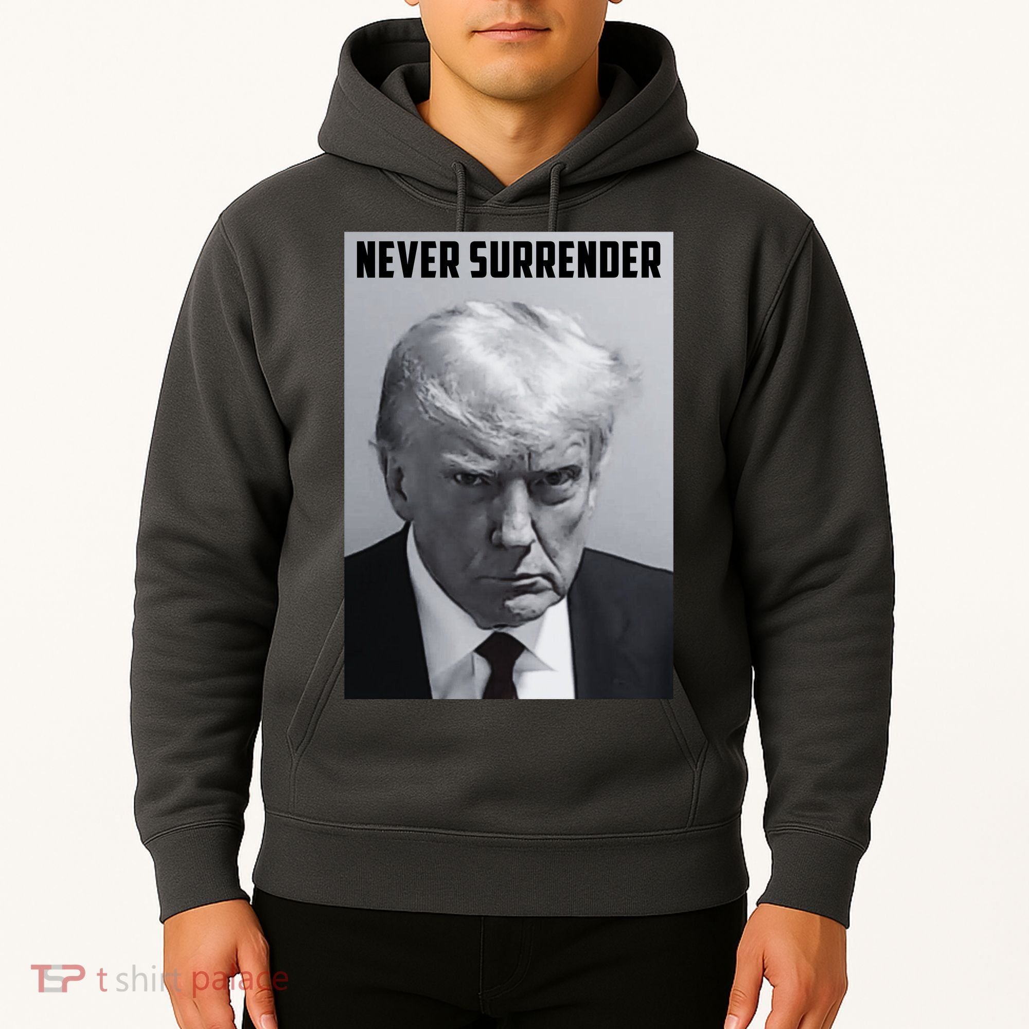 Never Surrender Donald Trump Mugshot Hoodie