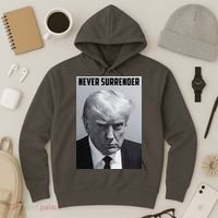 Never Surrender Donald Trump Mugshot Hoodie thumb 3