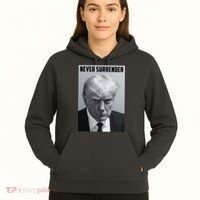 Never Surrender Donald Trump Mugshot Hoodie thumb 5