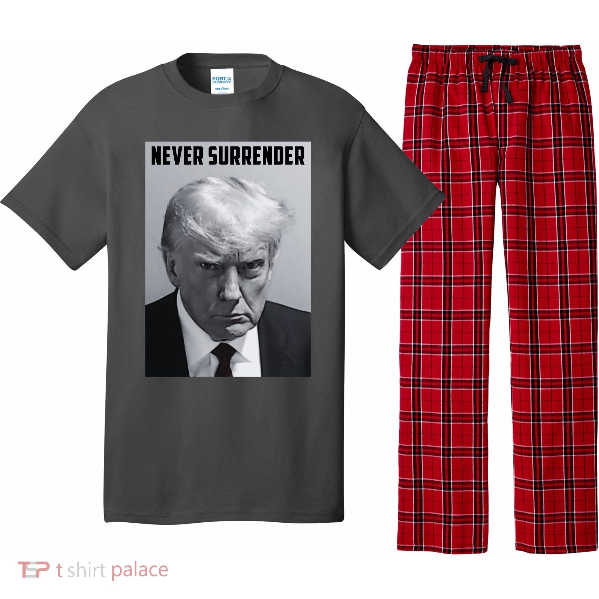 Never Surrender Donald Trump Mugshot Pajama Set