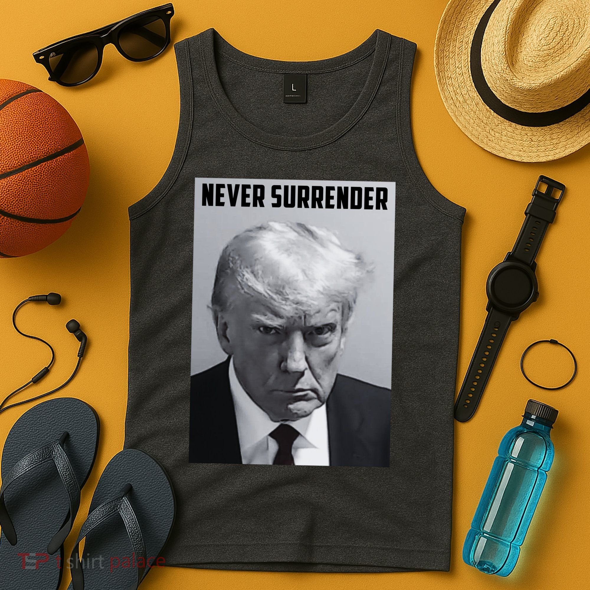 Never Surrender Donald Trump Mugshot Tank Top