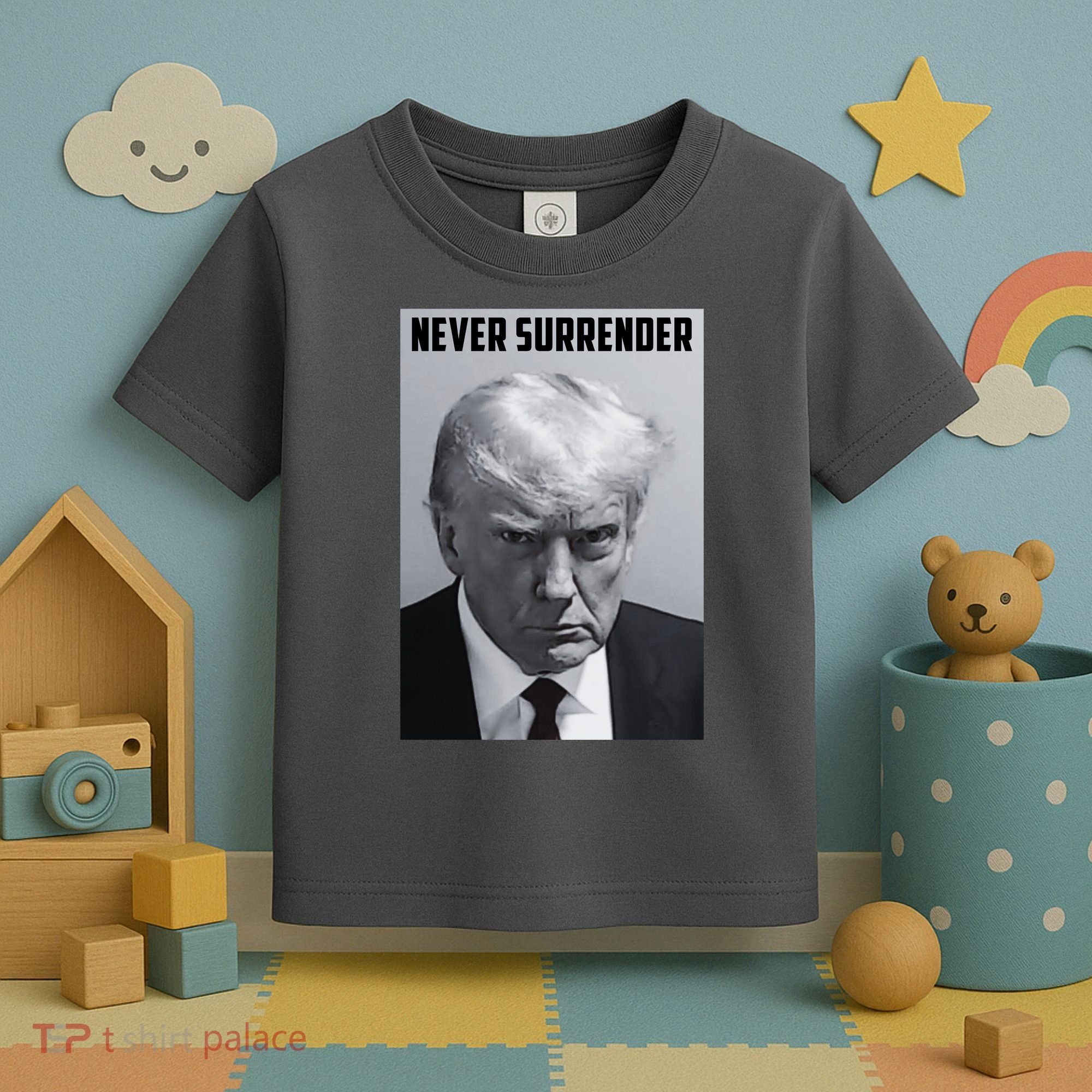 Never Surrender Donald Trump Mugshot Toddler T-Shirt