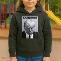 Never Surrender Donald Trump Mugshot Kids Hoodie thumb 3