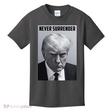 Never Surrender Donald Trump Mugshot Kids T-Shirt