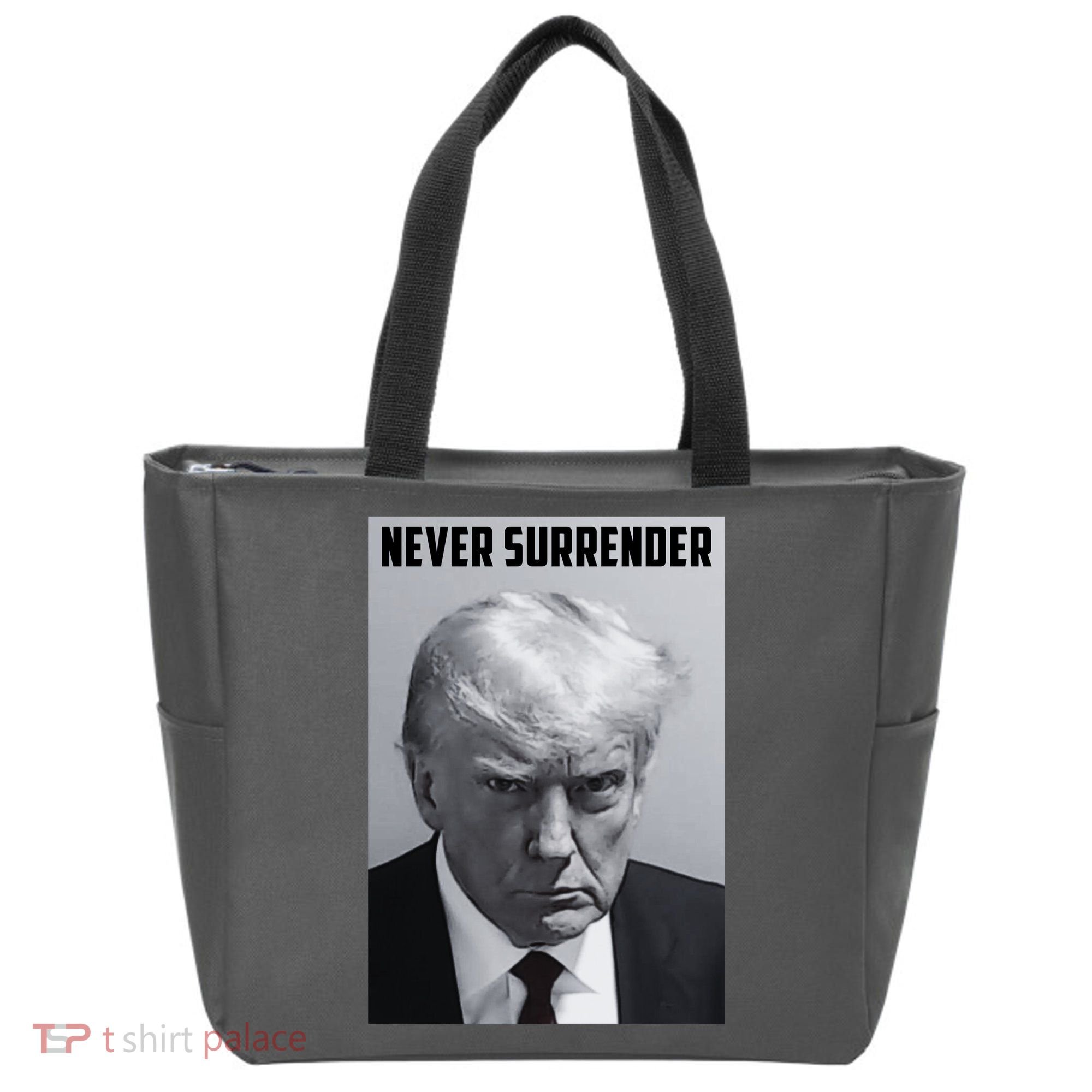 Never Surrender Donald Trump Mugshot Tote Bag