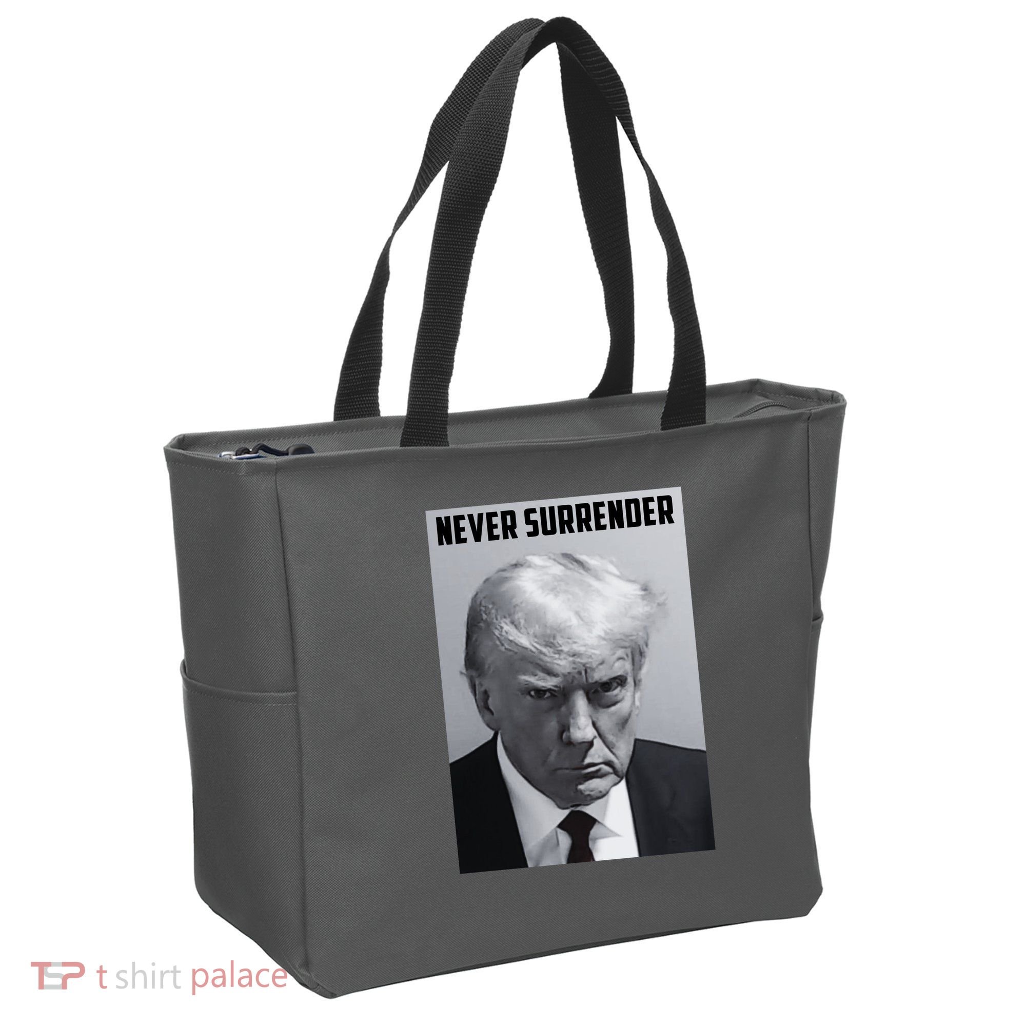 Never Surrender Donald Trump Mugshot Tote Bag