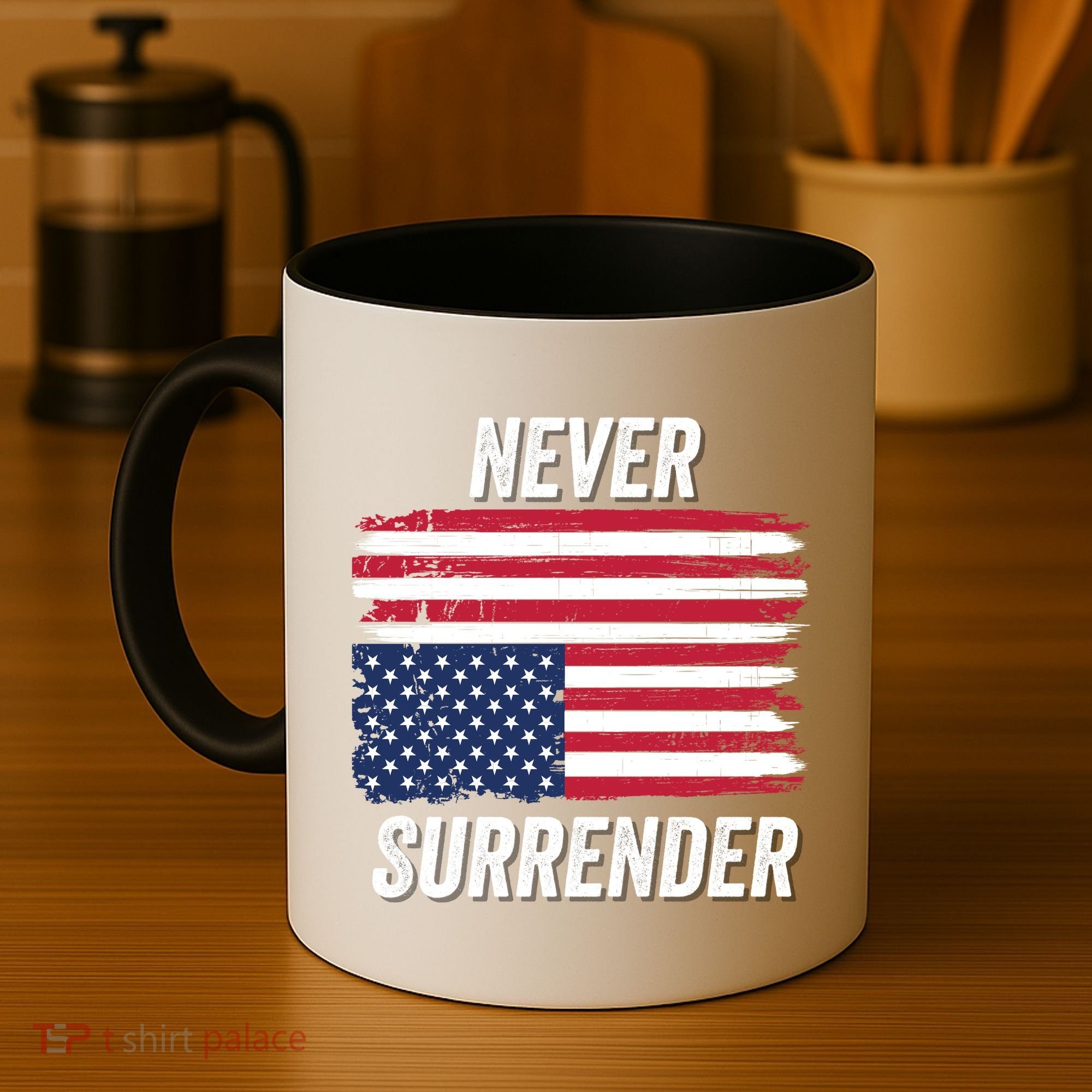 Never Surrender Distressed Usa Flag Save Our Republic Usa Under Distress Coffee Mug
