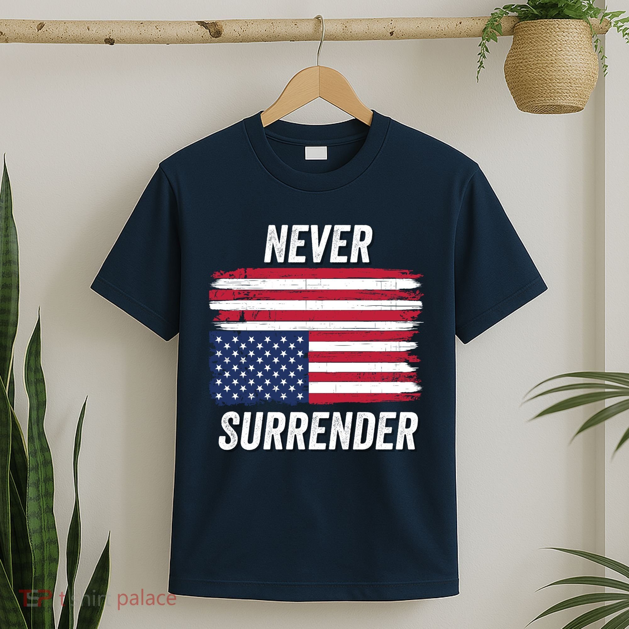 Never Surrender Distressed Usa Flag Save Our Republic Usa Under Distress T-Shirt