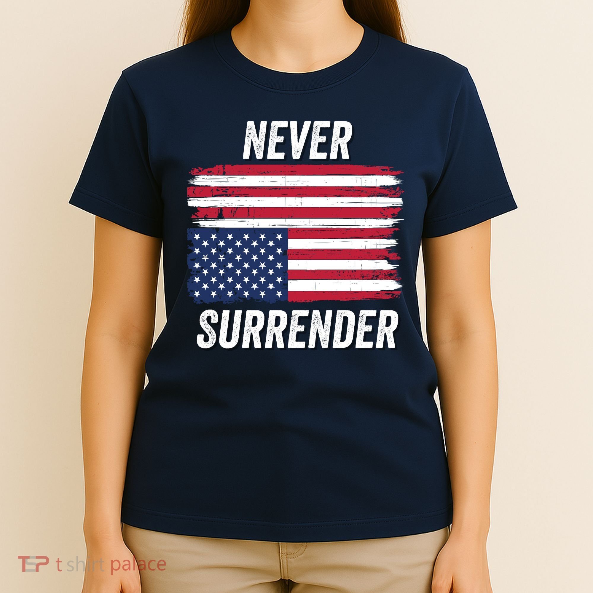 Never Surrender Distressed Usa Flag Save Our Republic Usa Under Distress T-Shirt