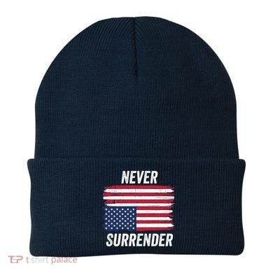 Never Surrender Distressed Usa Flag Save Our Republic Usa Under Distress Beanie