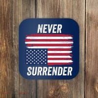 Never Surrender Distressed Usa Flag Save Our Republic Usa Under Distress Coaster thumb 0