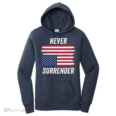 Never Surrender Distressed Usa Flag Save Our Republic Usa Under Distress Women's Hoodie