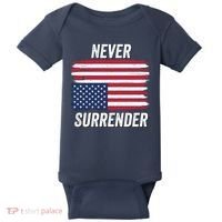 Never Surrender Distressed Usa Flag Save Our Republic Usa Under Distress Baby Bodysuit thumb 0