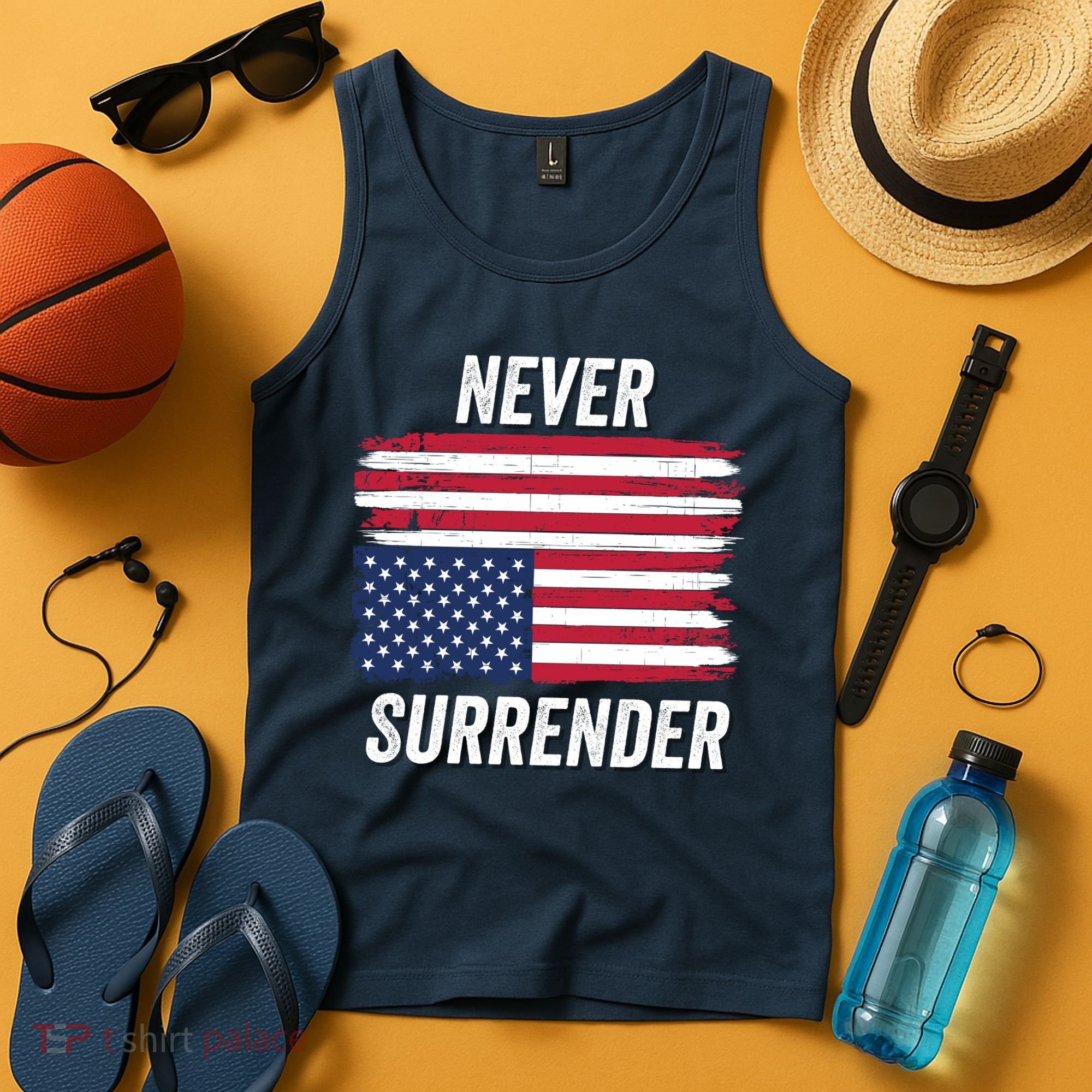 Never Surrender Distressed Usa Flag Save Our Republic Usa Under Distress Tank Top