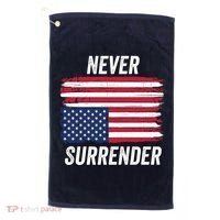 Never Surrender Distressed Usa Flag Save Our Republic Usa Under Distress Golf Towel thumb 0