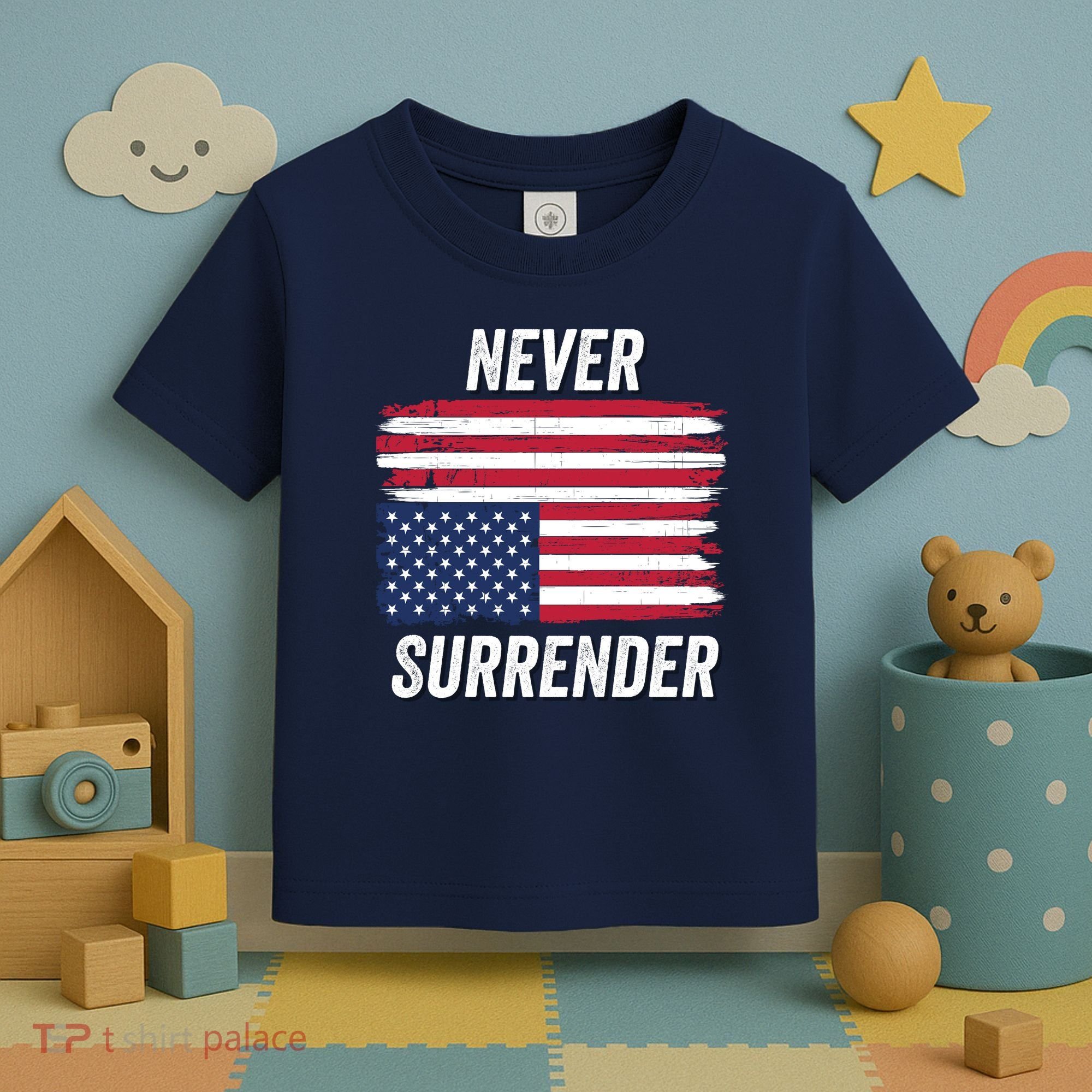 Never Surrender Distressed Usa Flag Save Our Republic Usa Under Distress Toddler T-Shirt