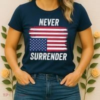 Never Surrender Distressed Usa Flag Save Our Republic Usa Under Distress Women's T-Shirt thumb 2