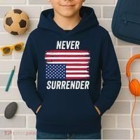Never Surrender Distressed Usa Flag Save Our Republic Usa Under Distress Kids Hoodie thumb 2