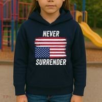 Never Surrender Distressed Usa Flag Save Our Republic Usa Under Distress Kids Hoodie thumb 3