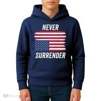 Never Surrender Distressed Usa Flag Save Our Republic Usa Under Distress Kids Hoodie thumb 4