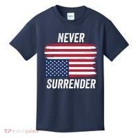 Never Surrender Distressed Usa Flag Save Our Republic Usa Under Distress Kids T-Shirt thumb 0