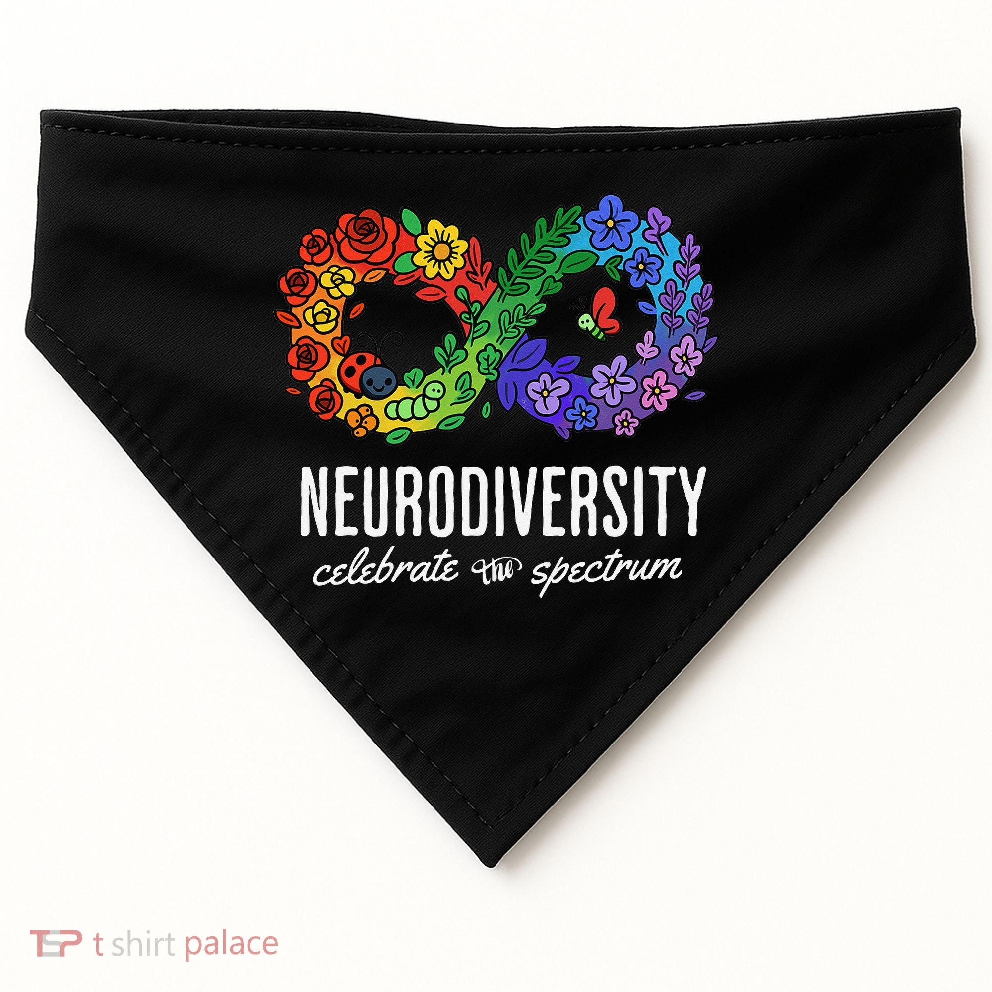 Neurodiversity Spectrum Floral Infinity Autism Awareness USA-Made Doggie Bandana