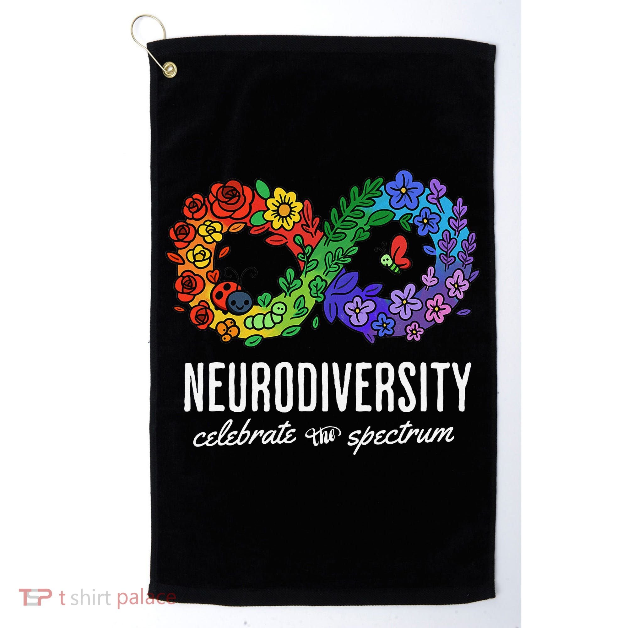 Neurodiversity Spectrum Floral Infinity Autism Awareness Golf Towel