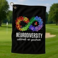 Neurodiversity Spectrum Floral Infinity Autism Awareness Golf Towel thumb 1