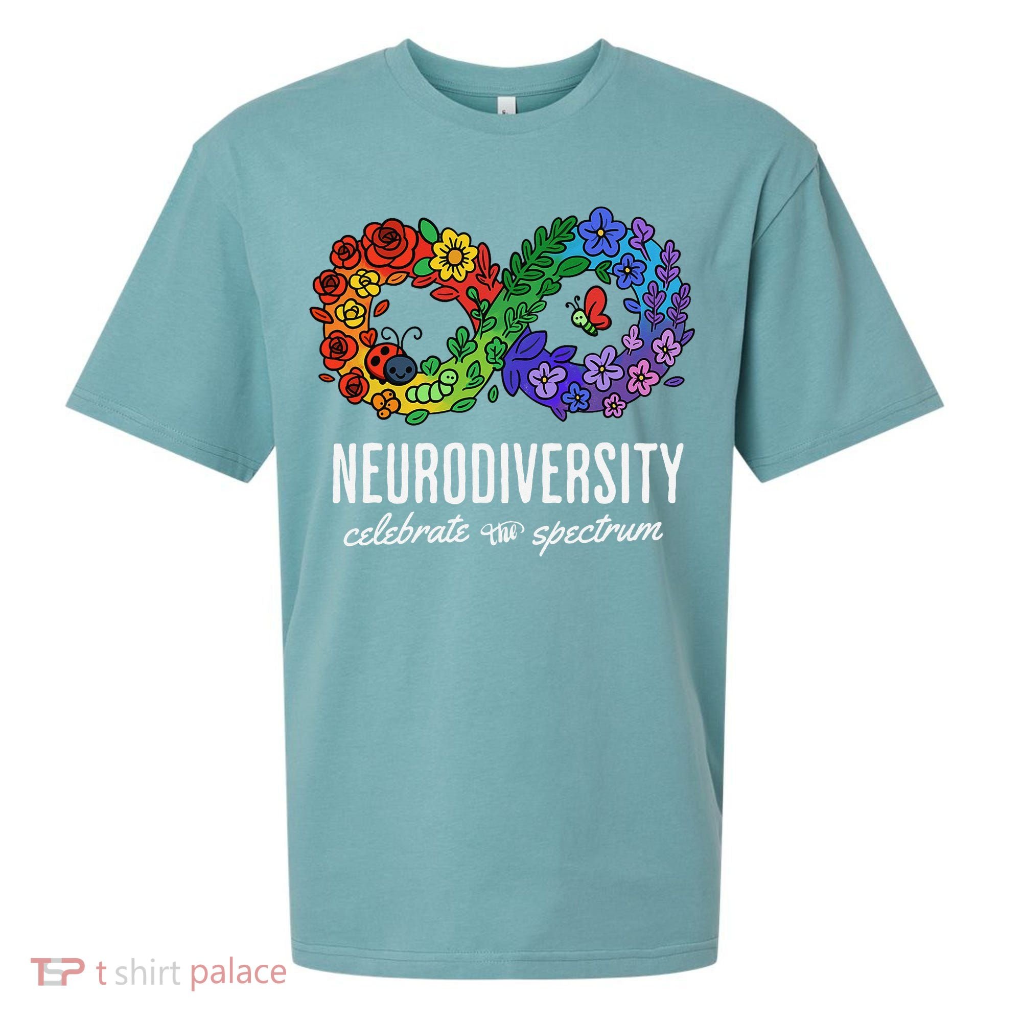 Neurodiversity Spectrum Floral Infinity Autism Awareness Sueded Cloud Jersey T-Shirt