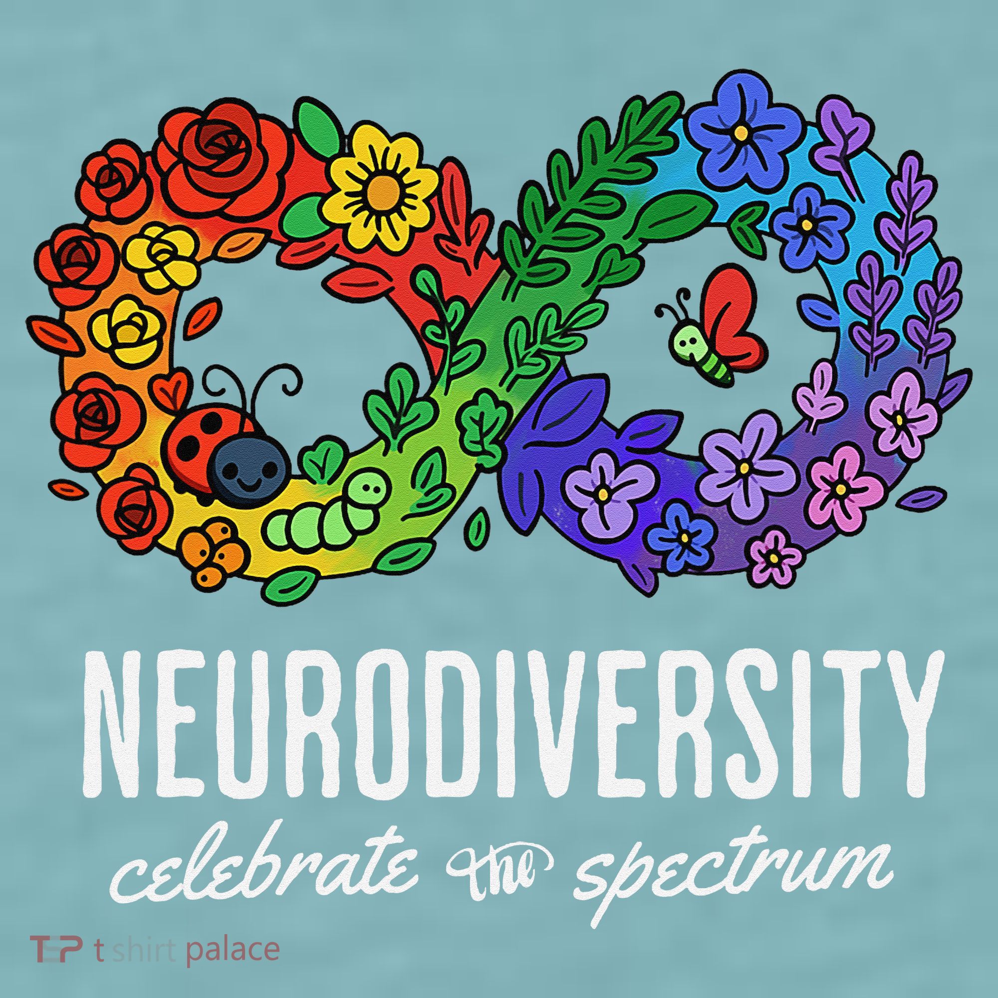 Neurodiversity Spectrum Floral Infinity Autism Awareness Sueded Cloud Jersey T-Shirt