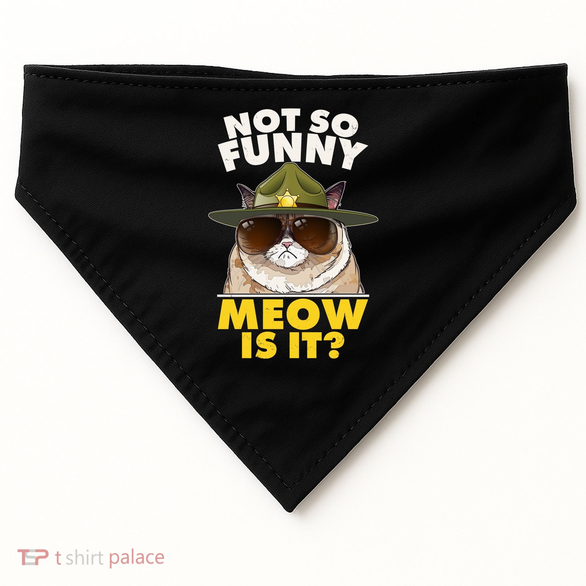 Not So Funny Meow Is It Grumpy Cat Police Trooper USA-Made Doggie Bandana