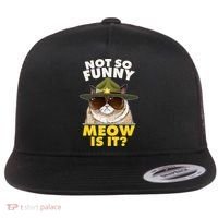 Not So Funny Meow Is It Grumpy Cat Police Trooper Flat Bill Trucker Hat thumb 0