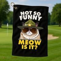 Not So Funny Meow Is It Grumpy Cat Police Trooper Golf Towel thumb 1