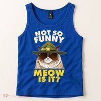 Not So Funny Meow Is It Grumpy Cat Police Trooper Tank Top thumb 2