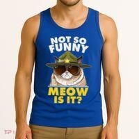Not So Funny Meow Is It Grumpy Cat Police Trooper Tank Top thumb 3