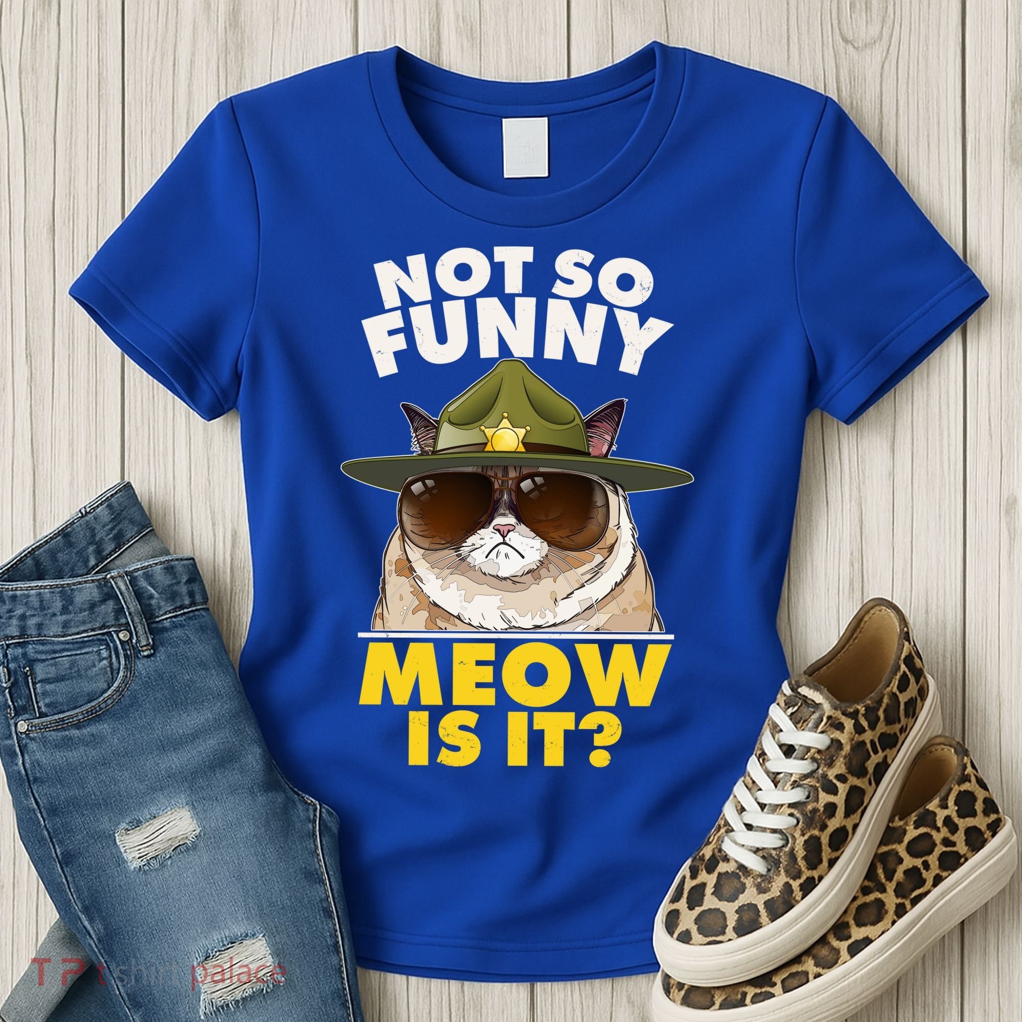 Not So Funny Meow Is It Grumpy Cat Police Trooper Women's T-Shirt