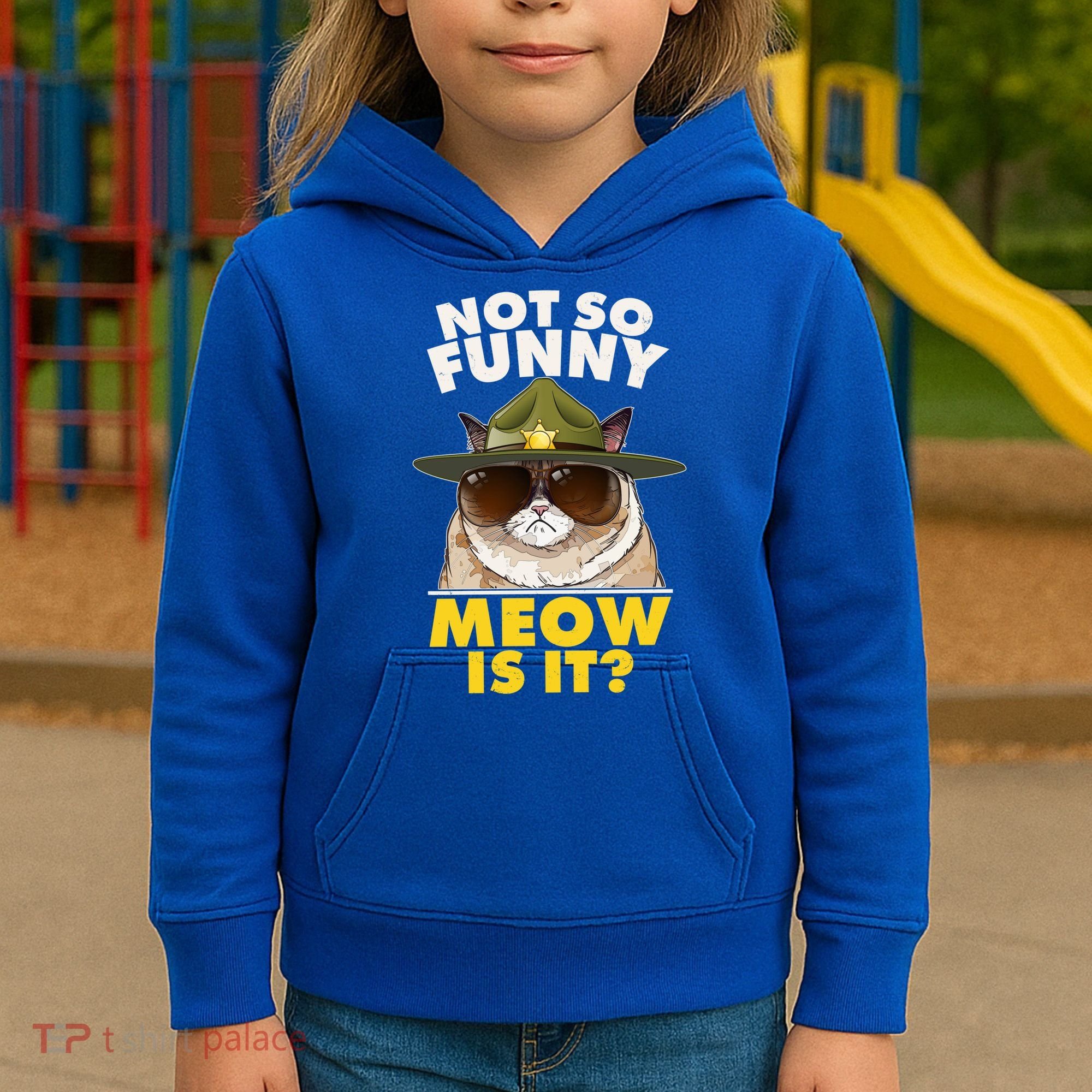 Not So Funny Meow Is It Grumpy Cat Police Trooper Kids Hoodie