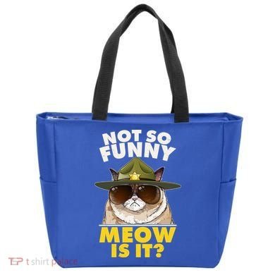 Not So Funny Meow Is It Grumpy Cat Police Trooper Tote Bag