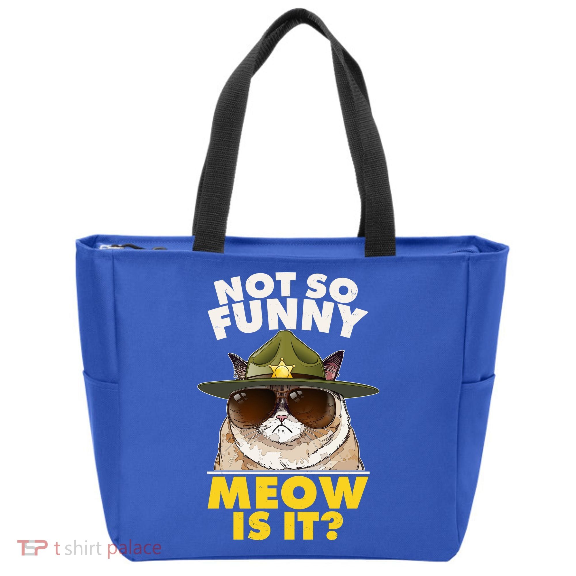 Not So Funny Meow Is It Grumpy Cat Police Trooper Tote Bag