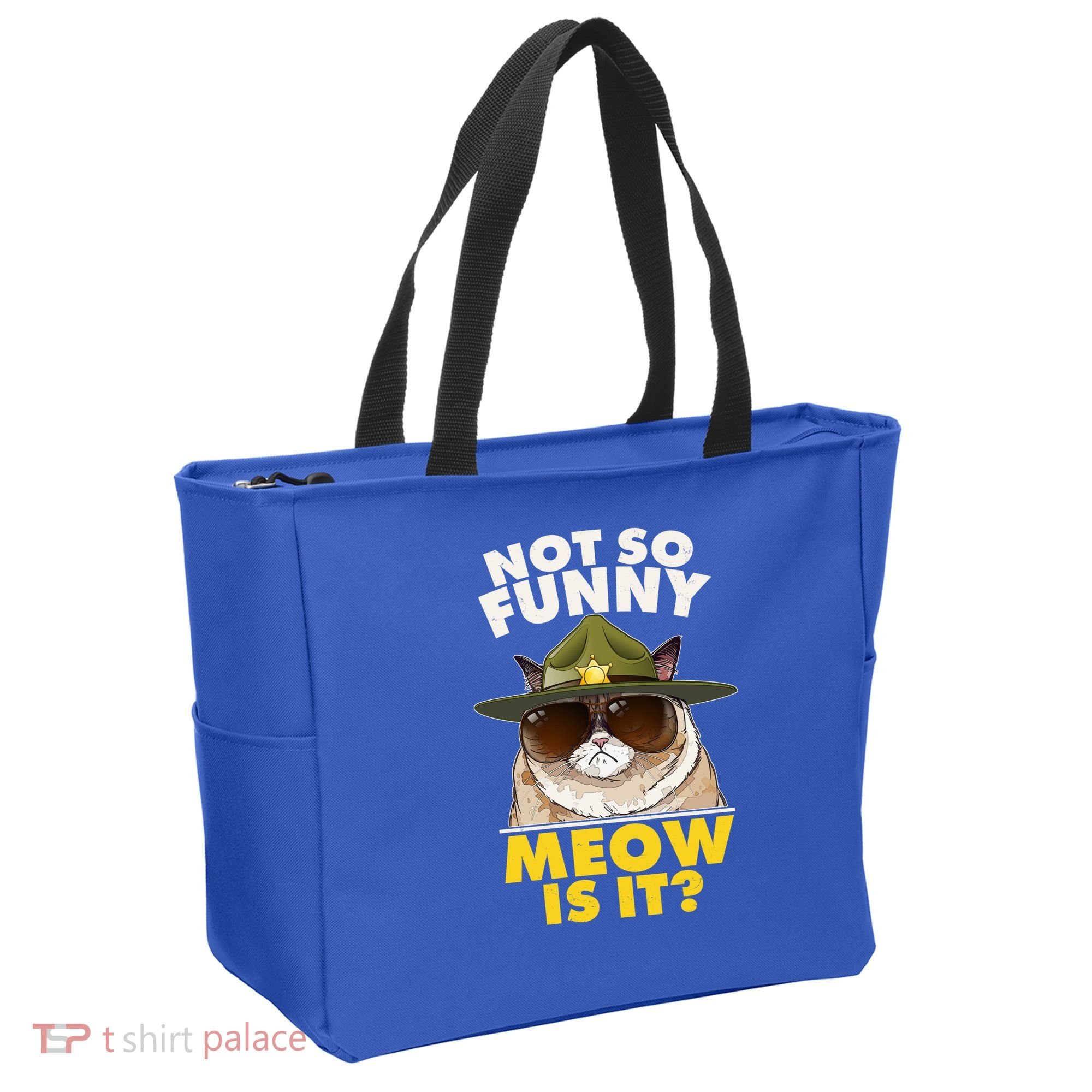 Not So Funny Meow Is It Grumpy Cat Police Trooper Tote Bag