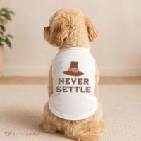 Never Settle Funny Thanksgiving Pilgrim Doggie Tank thumb 2