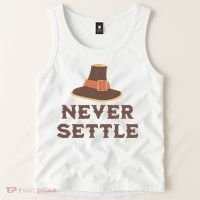 Never Settle Funny Thanksgiving Pilgrim Tank Top thumb 2
