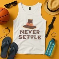 Never Settle Funny Thanksgiving Pilgrim Tank Top thumb 4