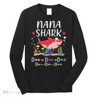Nana Shark, Funny Mother's Day Floral Gift Long Sleeve Shirt thumb 0