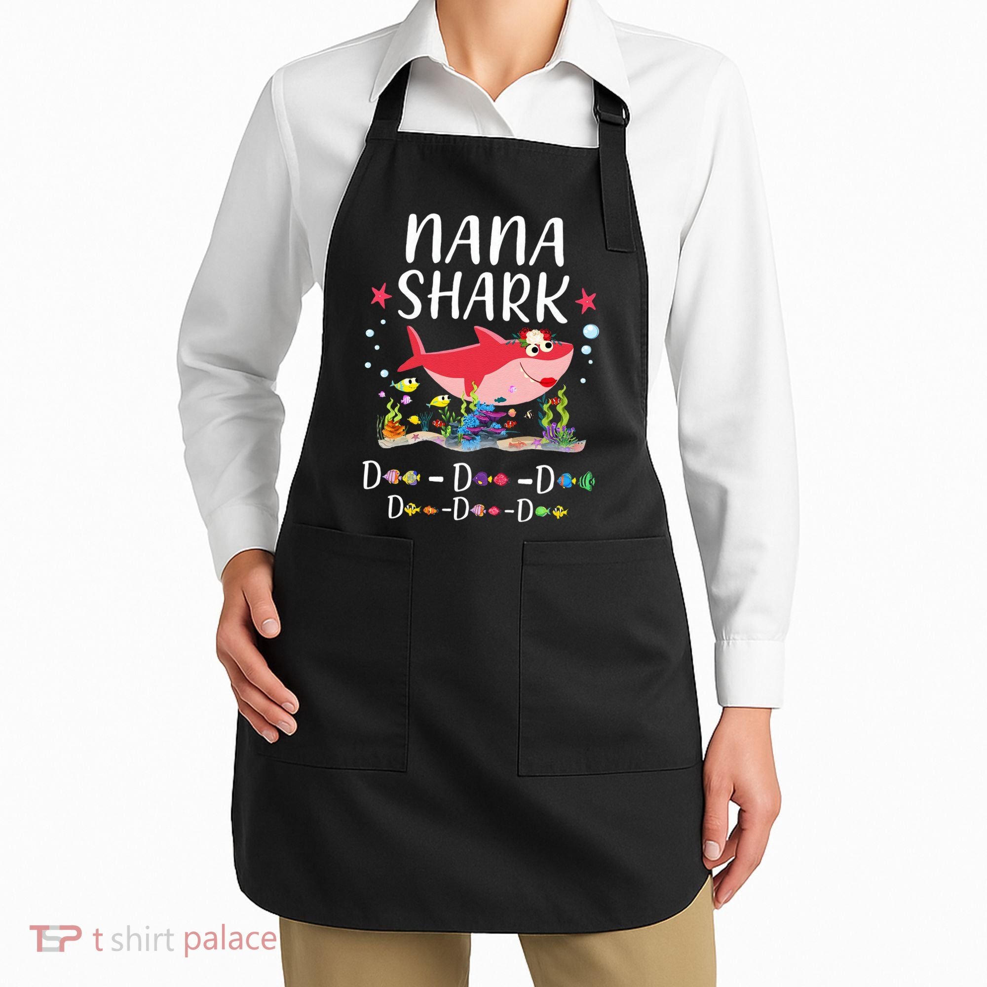 Nana Shark, Funny Mother's Day Floral Gift Apron