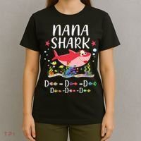 Nana Shark, Funny Mother's Day Floral Gift T-Shirt thumb 4
