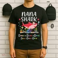 Nana Shark, Funny Mother's Day Floral Gift T-Shirt thumb 6