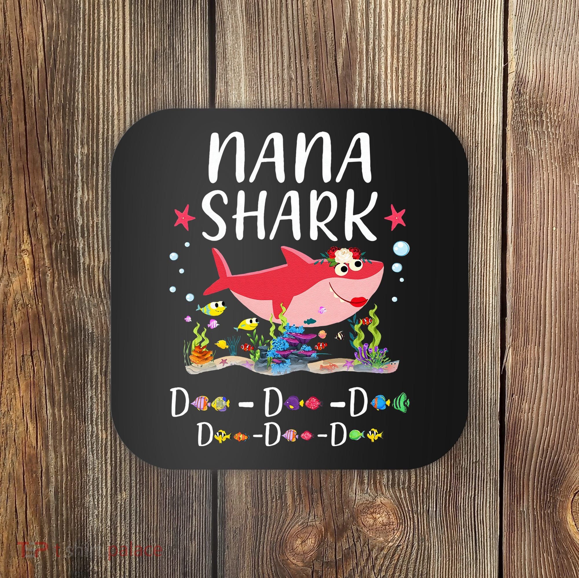 Nana Shark, Funny Mother's Day Floral Gift Coaster