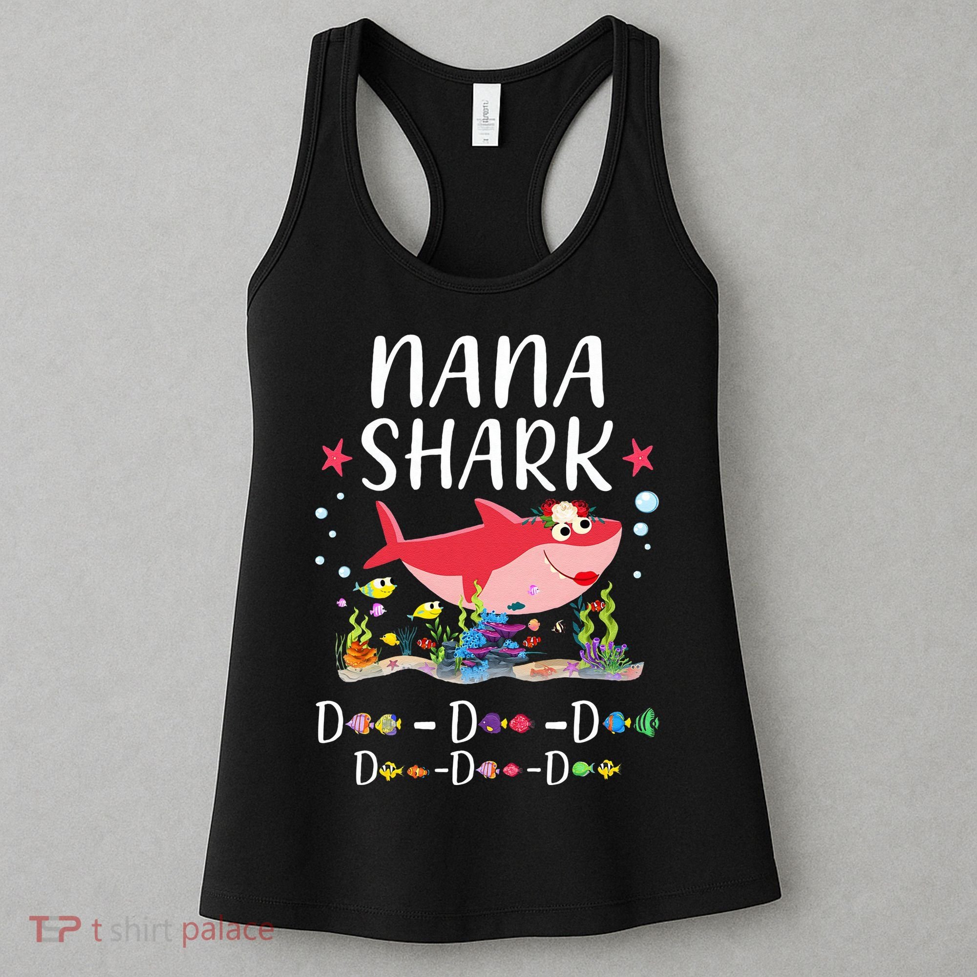 Nana Shark, Funny Mother's Day Floral Gift Women's Tank Top