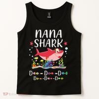 Nana Shark, Funny Mother's Day Floral Gift Tank Top thumb 2